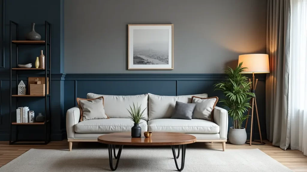 Grey and Navy for a Modern Living Room