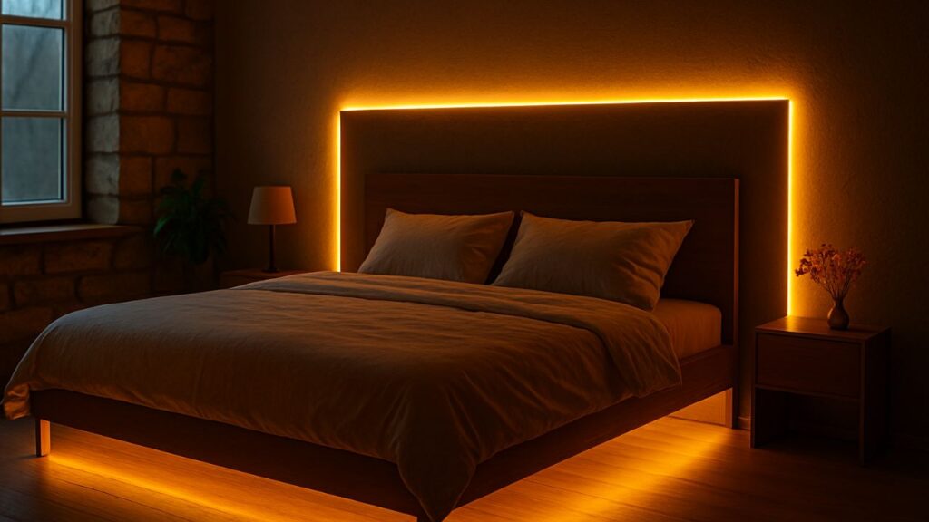 LED Strip Lights Around the Bed