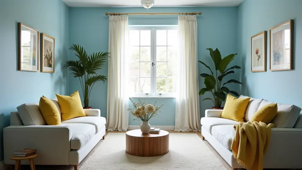 Sky Blue With Pale Yellow Accents